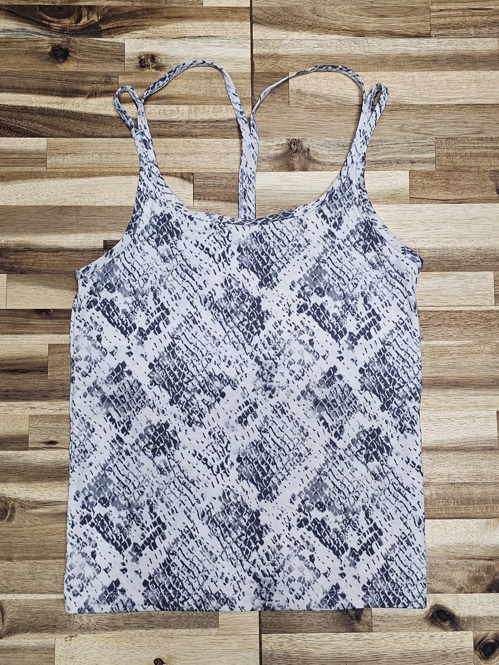 PINK Victoria's Secret White and Gray Snake-Print Camisole With Padding